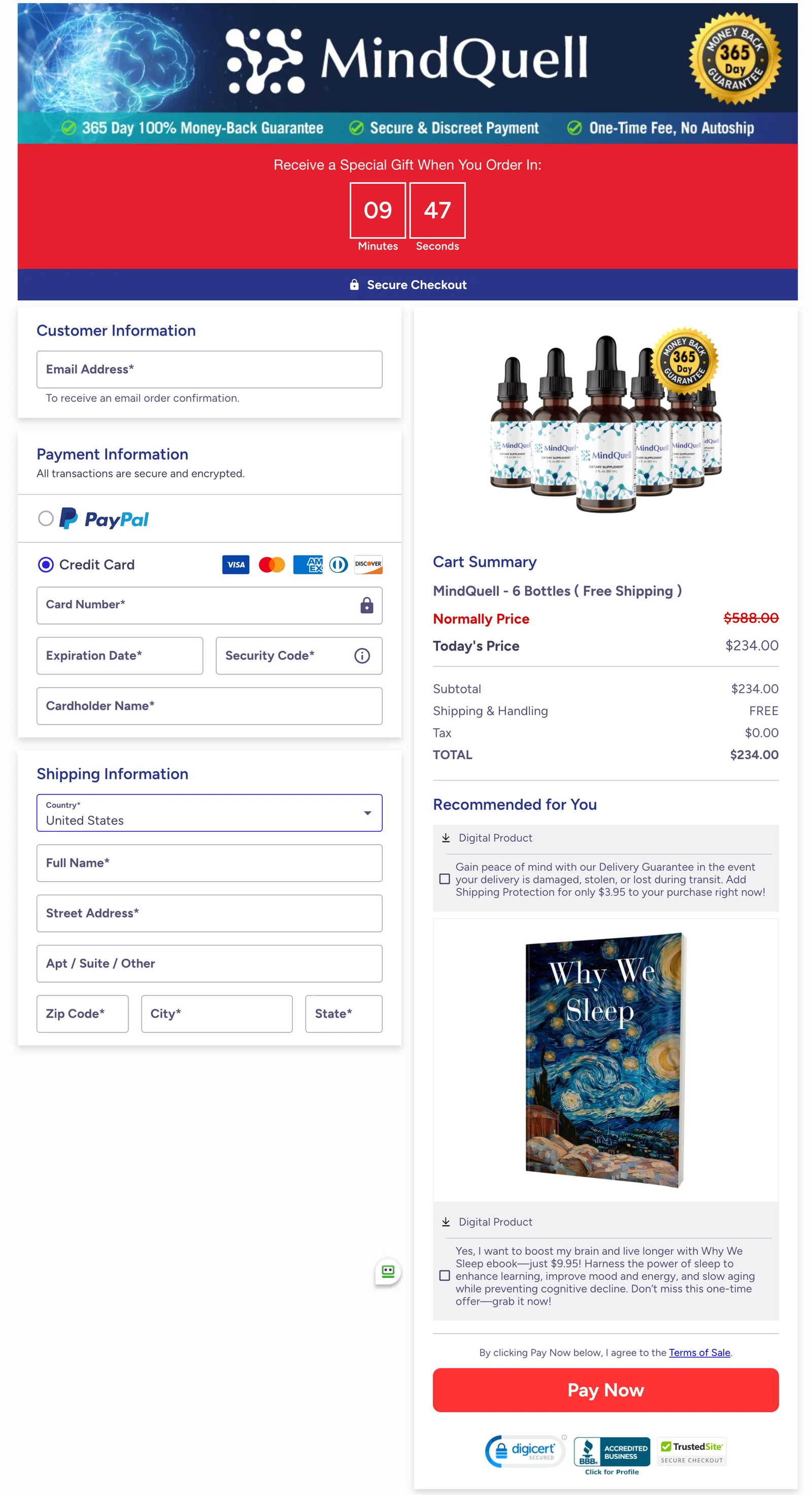MindQuell Official Website Secure Order Page
